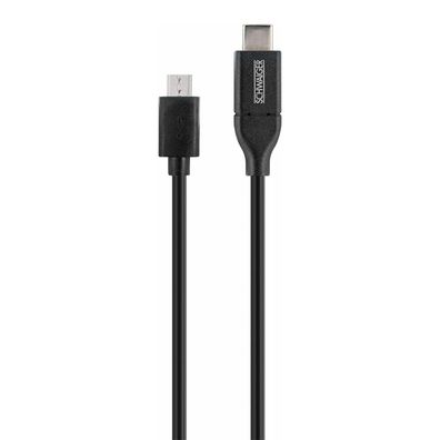 Schwaiger 1m USB Kabel Typ C 3.1 zu Micro USB 2.0 für Samsung/ Huaweii/ Xiaomi