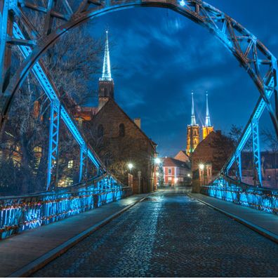 Muralo VLIES Fototapeten Tapeten XXL Breslau Brücke der Nacht 2799