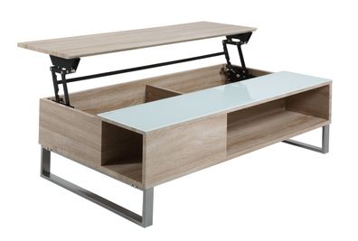PKline Couchtisch Beistelltisch Wohnzimmertisch Holztisch eiche Hebefunktion