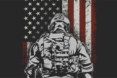 Muralo VLIES Fototapeten Tapeten XXL Grafik Amerikanischer Soldat 3D 4279