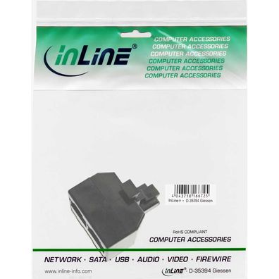 InLine® ISDN Verteiler; 1x RJ45 Stecker an 2x RJ45 Buchse; ohne Endwiderstand