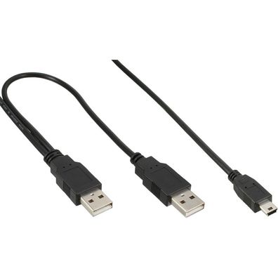 InLine® USB Mini-Y-Kabel; 2x Stecker A an Mini-B Stecker (5pol.); 1;0m