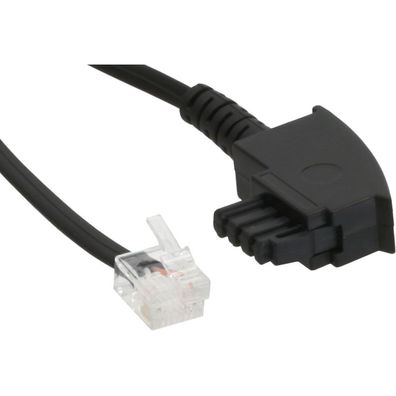InLine® TAE-F Kabel für DSL Splitter; TAE-F Stecker an Western 6/2 DEC Stecker; 0;5m