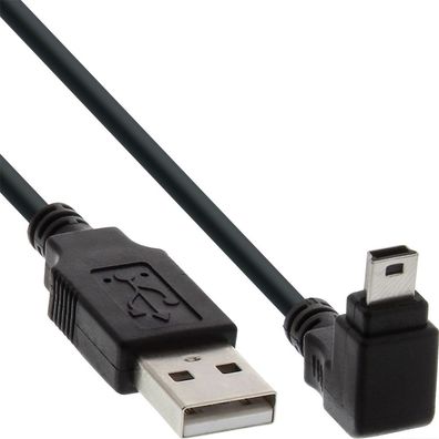 InLine® USB 2.0 Mini-Kabel; Stecker A an Mini-B Stecker (5pol.) unten abgewinkelt 90°