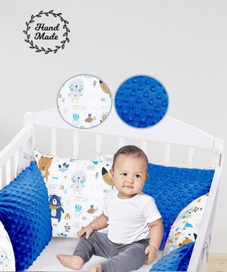 Oeko-Tex Zertifiziert Baby Nestchen Bett Blau 55x75 cm Baby Cocoon, 100% Baumwolle Babynest Mit Kissen Und Decke Antiallergische Faser, als Baby Reisebett, Kuschelnest Baby Geeignet ALUSHBABY