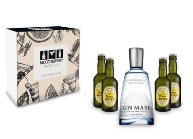 Gin Tonic Giftbox Geschenkset - Gin Mare 0,5l (42,7% Vol) + 4x Fentimans Tonic