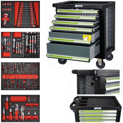 Solider Premium XXL Werkzeugwagen Top Qualität gefüllt 4/6 Schubladen mit Werkzeug
