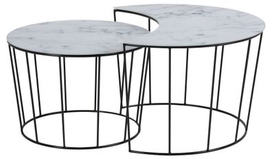 Couchtisch Wohnzimmer Sofa Stube Korb Tisch Beistelltisch Glas Marmor Optik