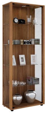 Vitrinenschrank Glas Vitrine Standvitrine Wohnzimmer Schrank Nussbaum Dekor