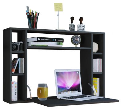 Wand Schreibtisch Computer PC Laptop Büro Tisch Arbeitstisch Bürotisch schwarz