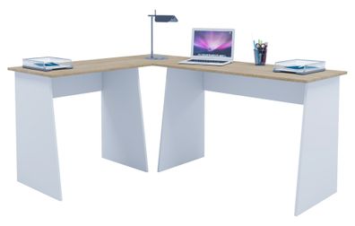 Eckschreibtisch Computer Schreibtisch Arbeitstisch PC Tisch Bürotisch Eiche weiß