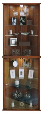 Vitrinenschrank Glas Vitrine Eckschrank Standvitrine Schrank Nussbaum Dekor