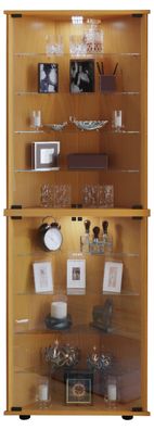 Vitrinenschrank Glas Vitrine Eckschrank Standvitrine Schrank Buche Dekor