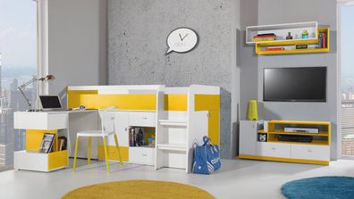 Jugendzimmer-Set Mobi I Schreibtisch Hochbett Kinderzimmer Kollektion Stil Modern