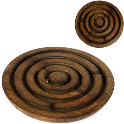 Holz Labyrinth Geduldspiel mit 3 Kugeln Ø 12,5cm Holzlabyrinth Geduldsspiel