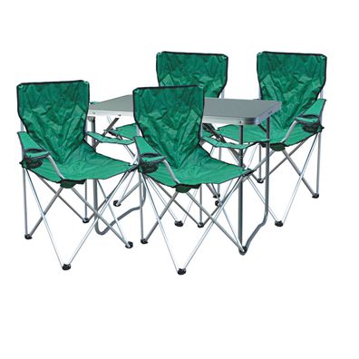 5-tlg. grünes Campingmöbel Set, Tisch mit Tragegriff und Stühle inkl. Tasche