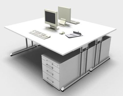 Doppelarbeitsplatz Z3 mit Rollcontainer Schreibtisch für 2 Personen Bürotisch