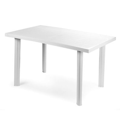 Gartentisch rechteckig 125x75cm Kunststoff Terrassentisch Weiß Balkontisch