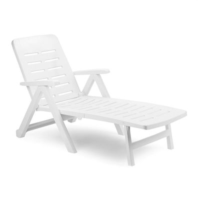 Liege Sonnenliege Gartenliege Relaxliege Saunaliege Kunststoff Weiß 96x72x189cm