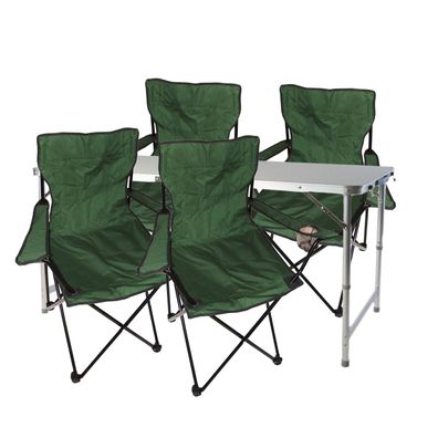5tlg. Campingmöbel Set Tisch Tragegriff höhenverstellbar Stühle grün mit Tasche