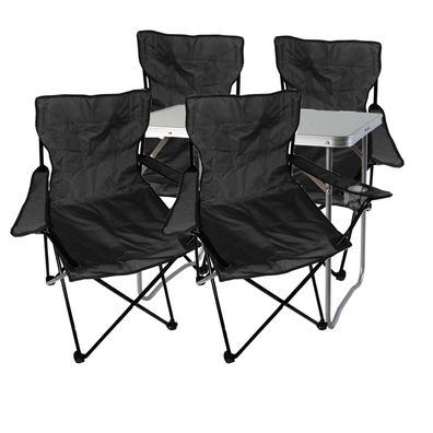 5-tlg. Schwarz Campingmöbel Set, XL Tisch mit Tragegriff und Stühle mit Tasche