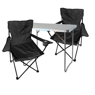 3-tlg. Schwarz Campingmöbel Set, XL Tisch mit Tragegriff und Stühle mit Tasche