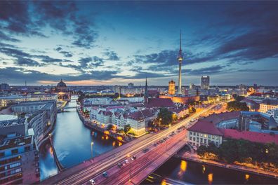 Muralo VLIES Fototapeten Tapeten XXL Zetrum von Berlin der Nacht 2616