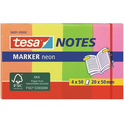 tesa Marker neon Notes Haftmarker Notizzettel neonfarben 4farbig