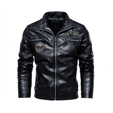 Herren Motorrad Hip Hop Jacke aus echtem Leder