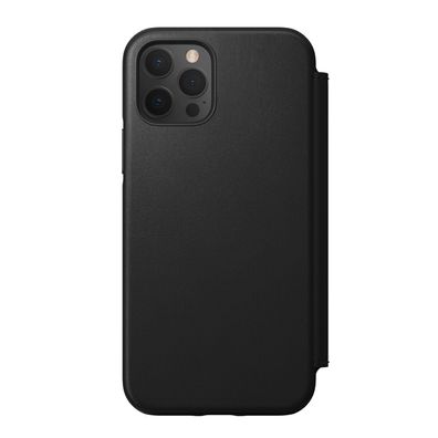 Nomad Rugged Folio Case MagSafe Black Leather für Apple iPhone 12 / 12 Pro
