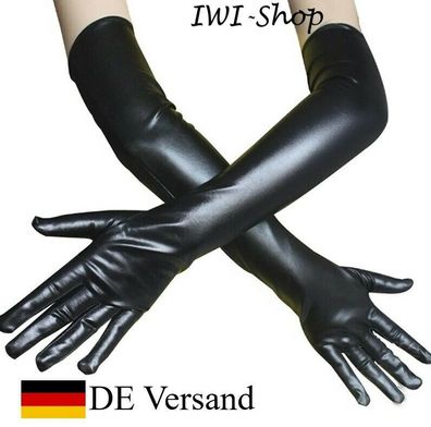 Damen Handschuhe Clubwear Schwarz PU-Leder Handschuhe Lederhandschuhe Party Sexy