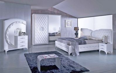 Schlafzimmer Anatalia in weiss silber modern 160x200 cm