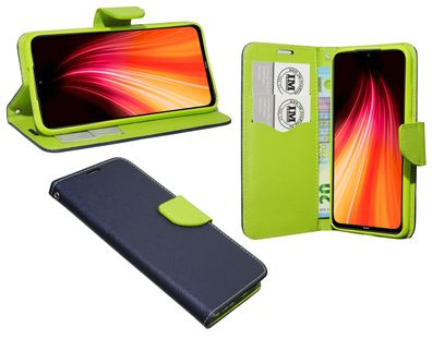Xiaomi Redmi Note 8 Tasche Blau-Grün Handyhülle Schutzhülle Flip Case Cover Hülle