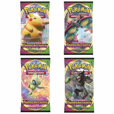Farbenschock | 4 Booster Packs | Pokemon Sammelkarten | Kartenspiel