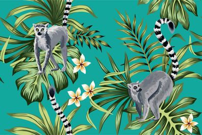 Muralo Selbstklebende Fototapeten XXL Jugend Lemure Blätter Blume 2883