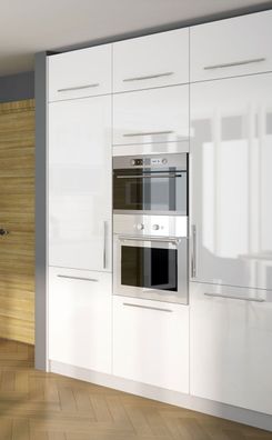 Küchenblock "Platinum" Einbauküche 180cm grau Front MDF weiß Hochglanz