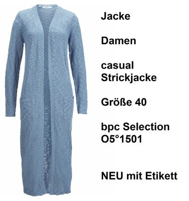 Jacke Damen casual Strickjacke Größe 40 bpc Selection O5°1501. NEU mit Etikett.