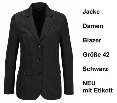 Jacke Damen Blazer Größe 42 Schwarz O7°8402. NEU mit Etikett. Farbe: Schwarz
