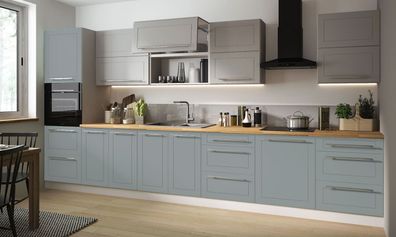 Küchenblock Küchenzeile 260x160x180cm grau stahlblau Matt lackiert 67156128 