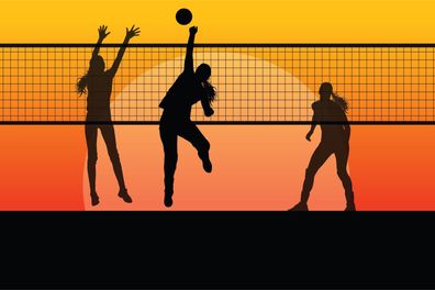 Muralo VLIES Fototapeten Tapeten Volleyballspielerin SPORT Sonnenuntergang 3272