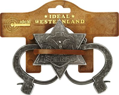 Schrödel 712 7377 - Sheriff-Set antik Handschellen & Sheriff-Stern metall Cowboy