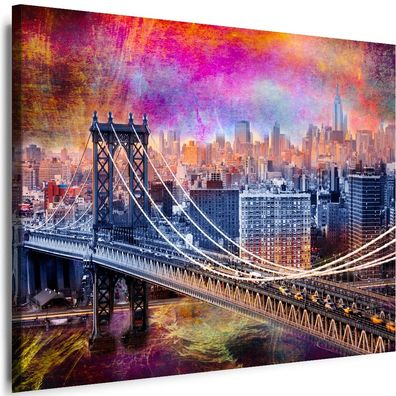 Wandbilder Leinwand New York Skyline Bridge Brücke XXL