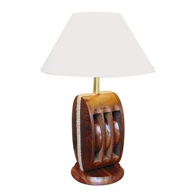 Maritime Tisch Lampe, Tischleuchte, Schreibtischlampe mit Blockrolle 52 cm