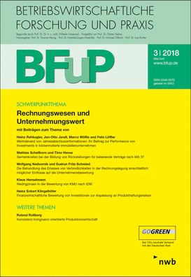 Rechnungswesen und Unternehmungswert: BFuP 3/2018,
