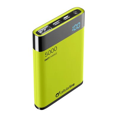 Cellularline 5000mAh Powerbank neon Gelb externe Batterie FreePower Manta HD