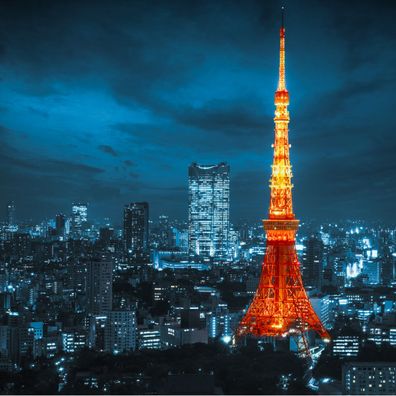 Muralo VLIES Fototapeten Tapeten XXL Tokio Tower in der Nacht 3D 2745