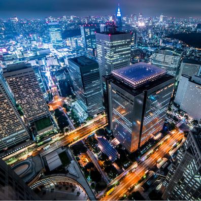 Muralo VLIES Fototapeten Tapeten XXL Panorama von Tokio der Nacht 2750