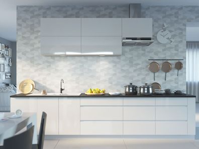 Küchenzeile "Florence" Einbauküche 355cm weiß Front signalweiß Hochglanz lackiert