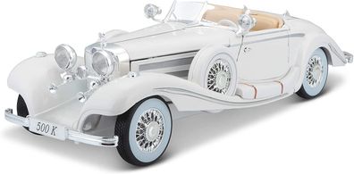 Maisto Modellauto - Mercedes 500K Typ Specialroadster 1936 (weiß, Maßstab 1:18)