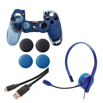 Hama 7in1 Controller Paket Headset Skin Cover Kappen USBLadekabel für Sony PS4